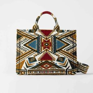 Zara geometric tote bag with crossbody strap